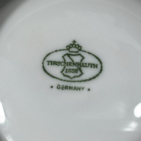 Vintage Bavarian Porcelain Candle Holder & Trinket Dish Set by Tirschenreuth - Picture 6 of 16